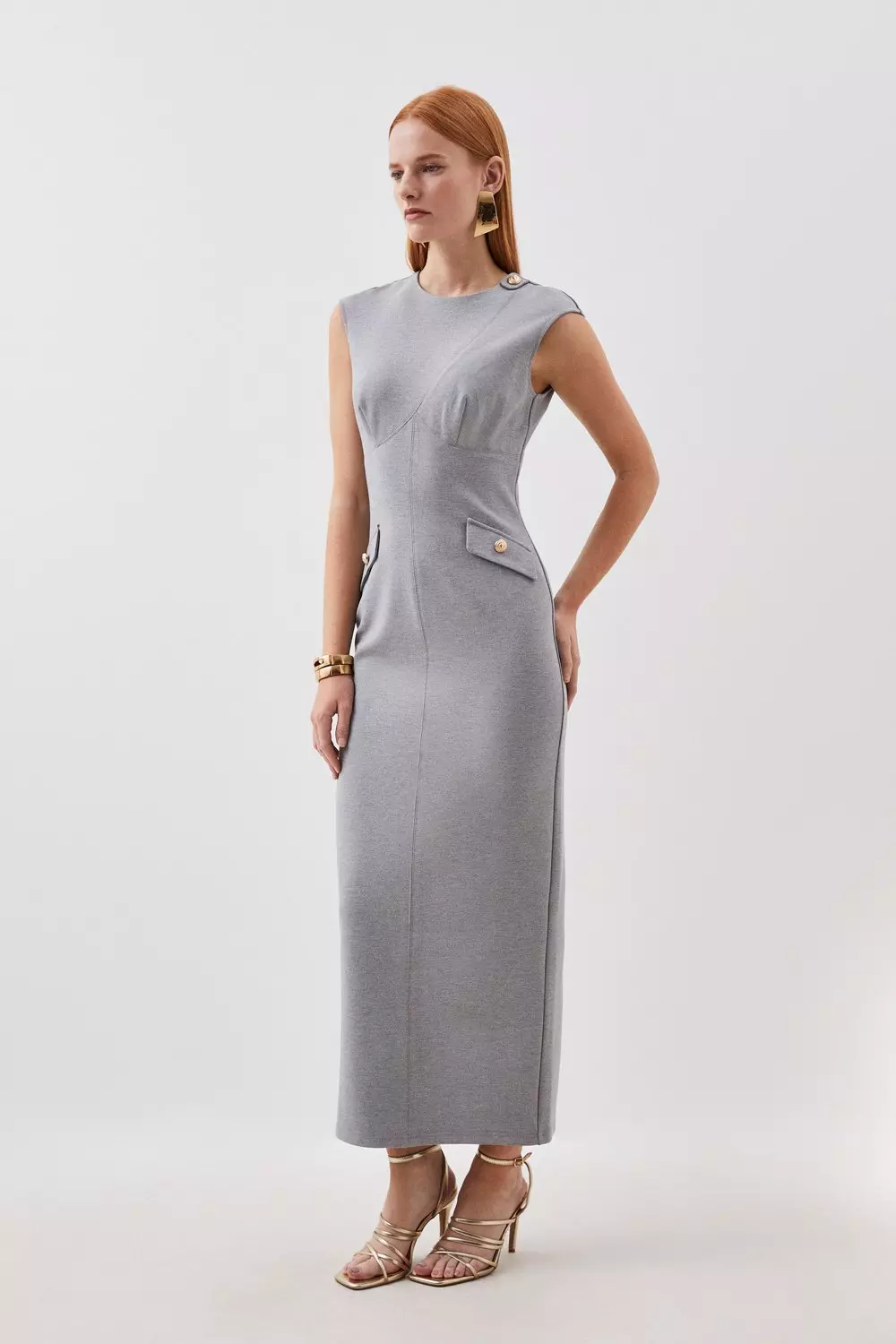 Ponte Structured Pencil Midi Dress Karen Millen